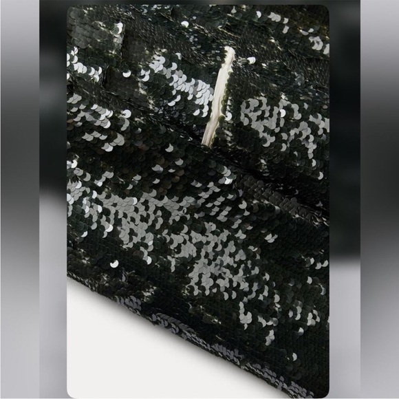 ZARA NEW WOMAN ZW COLLECTION SEQUIN BLAZER GREEN SIZE XS 3736/319 - Picture 10 of 15